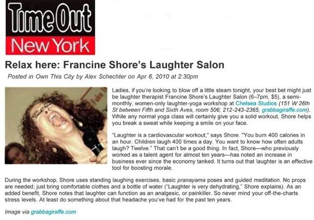 TimeOut New York Francine Shore Article